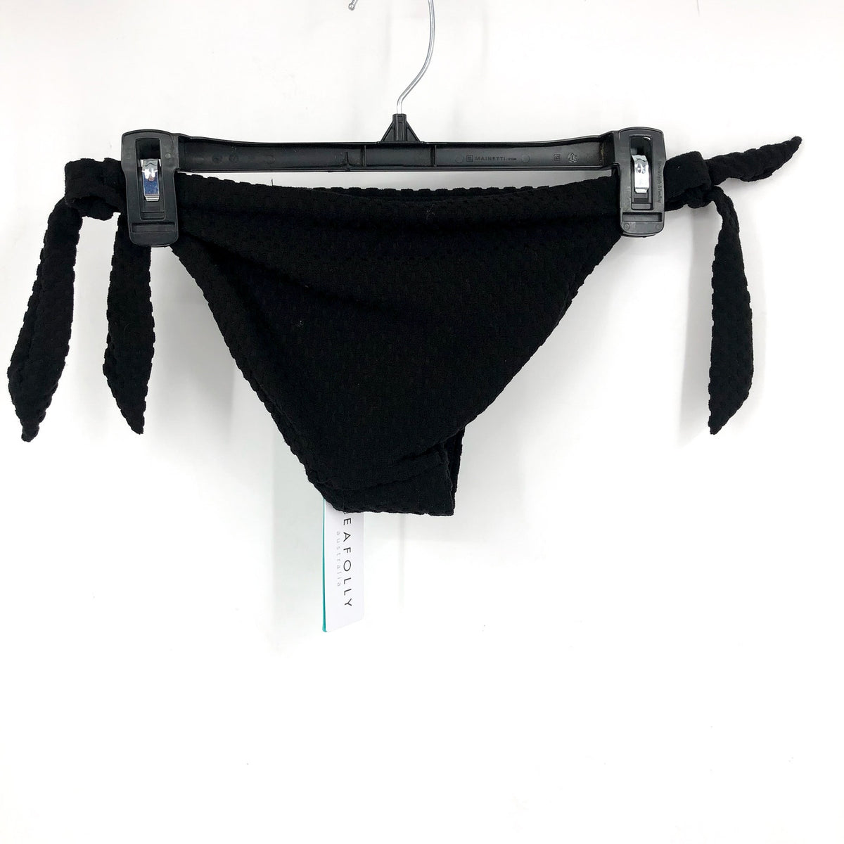 SEAFOLLY Riviera Hipster Tie Side Bikini Bottom Size 6 Black Textured NWT