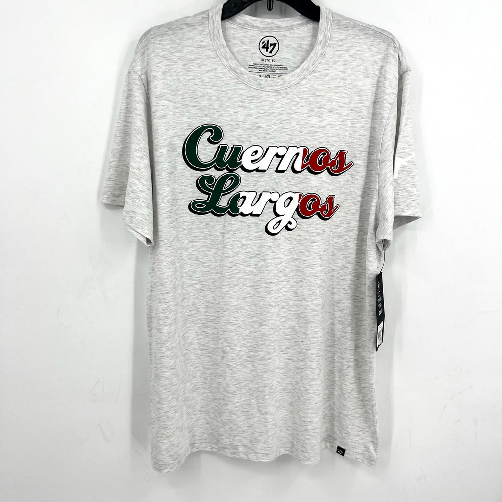 47 BRAND Mens Cuernos Lagros Texas Longhorn Short Sleeve Tshirt XL Grey NWT