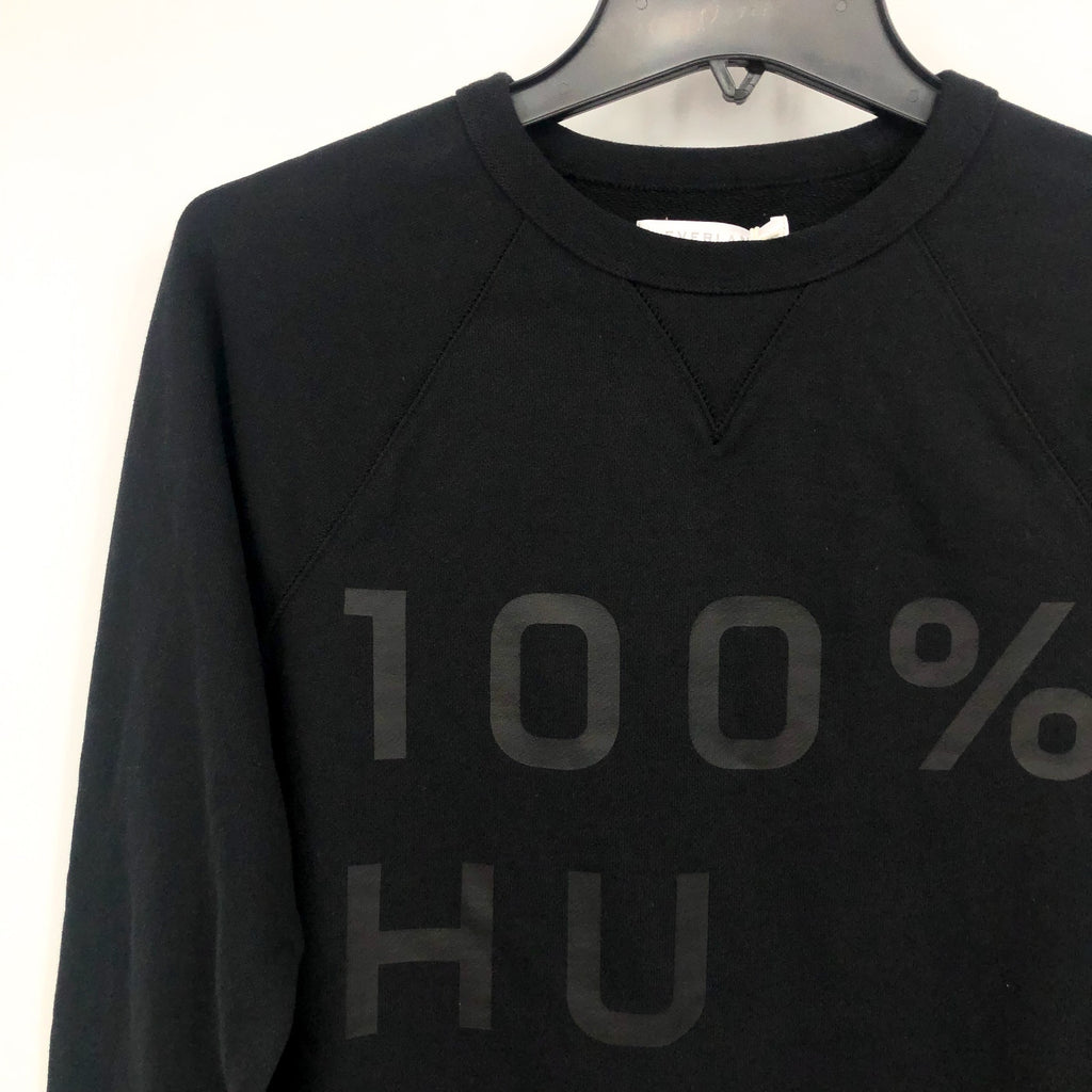 EVERLANE Unisex French Terry Sweatshirt XS Black 100% Human Typography NWT