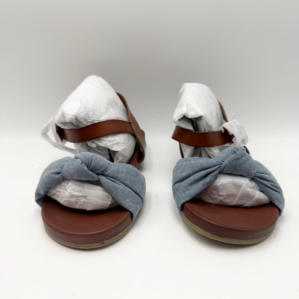 MIA Womens Addilynn Flat Sandals Size 6 Wide Blue Knotted Fabric Front NWOB