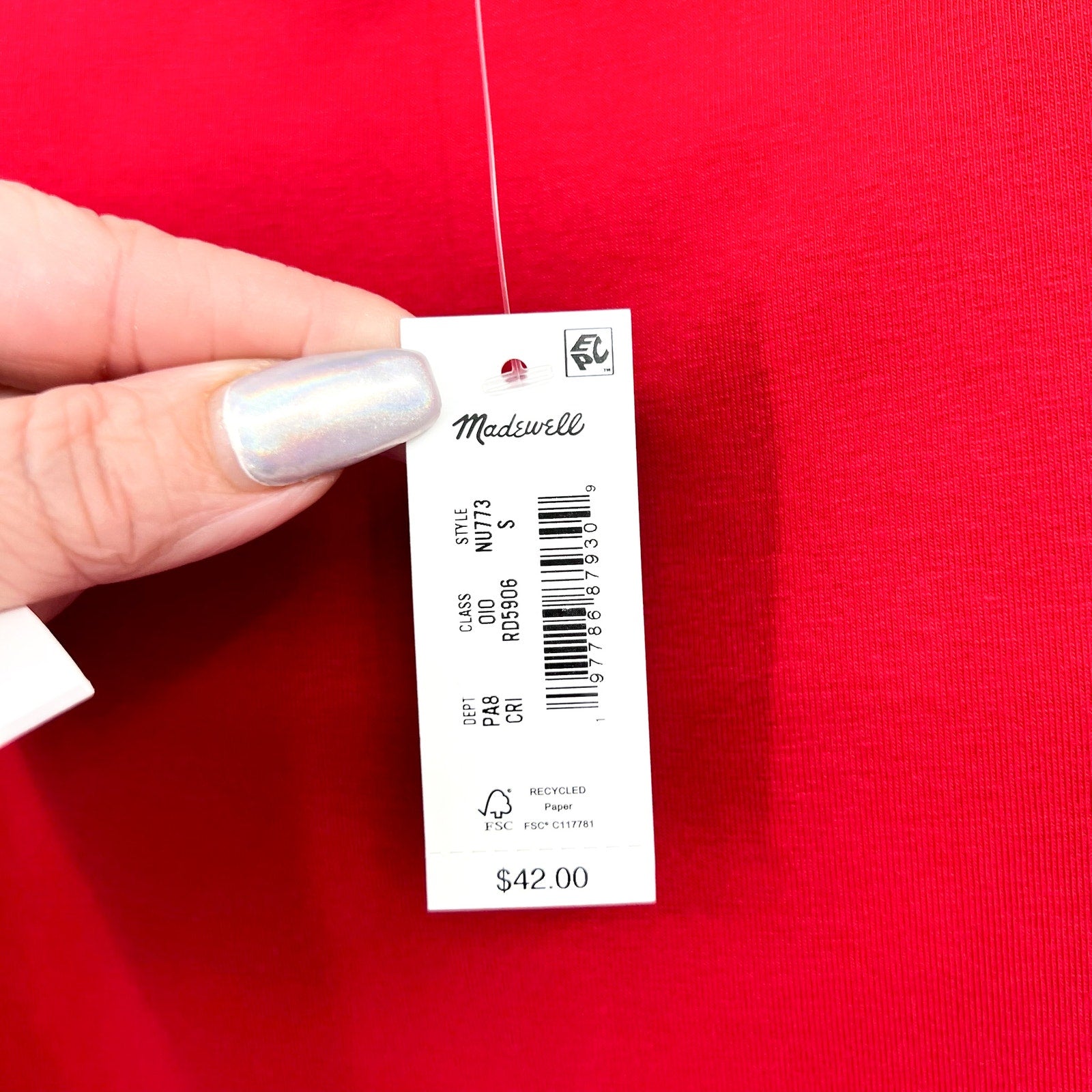 MADEWELL Women's Sleeveless Boat Neck Shirt Small Red Crimson NU773 NWT