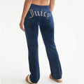 JUICY COUTURE Women's Velour Pants Small Regal Blue Straight Leg Rib Waist NWT