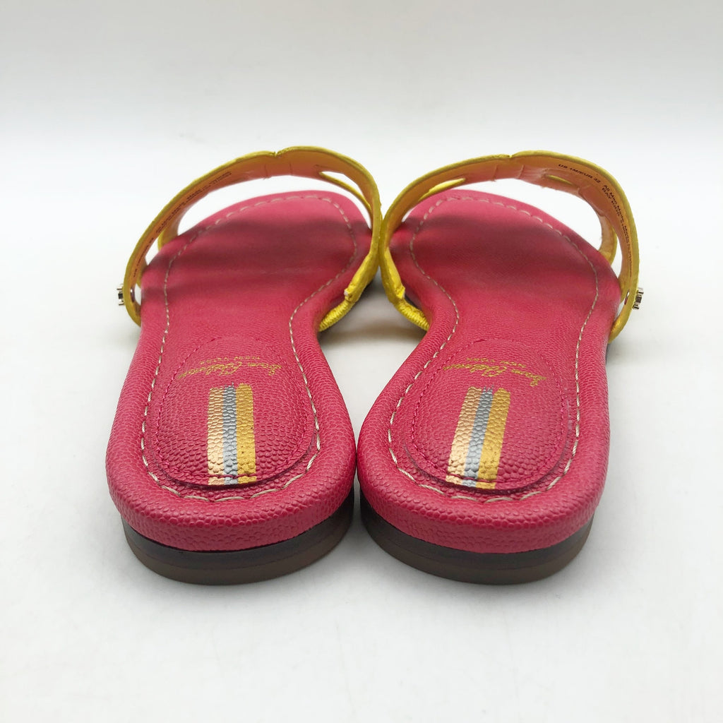 Sam Edelman Girls Bay Cut Out Slide Sandals Size 1 Pink Yellow Leather NIB