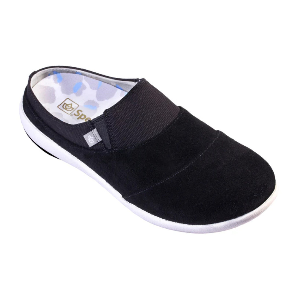 Spenco Women's Siesta Bokeh Layered Clogs Size 7.5 WIDE Black Slip-On NIB