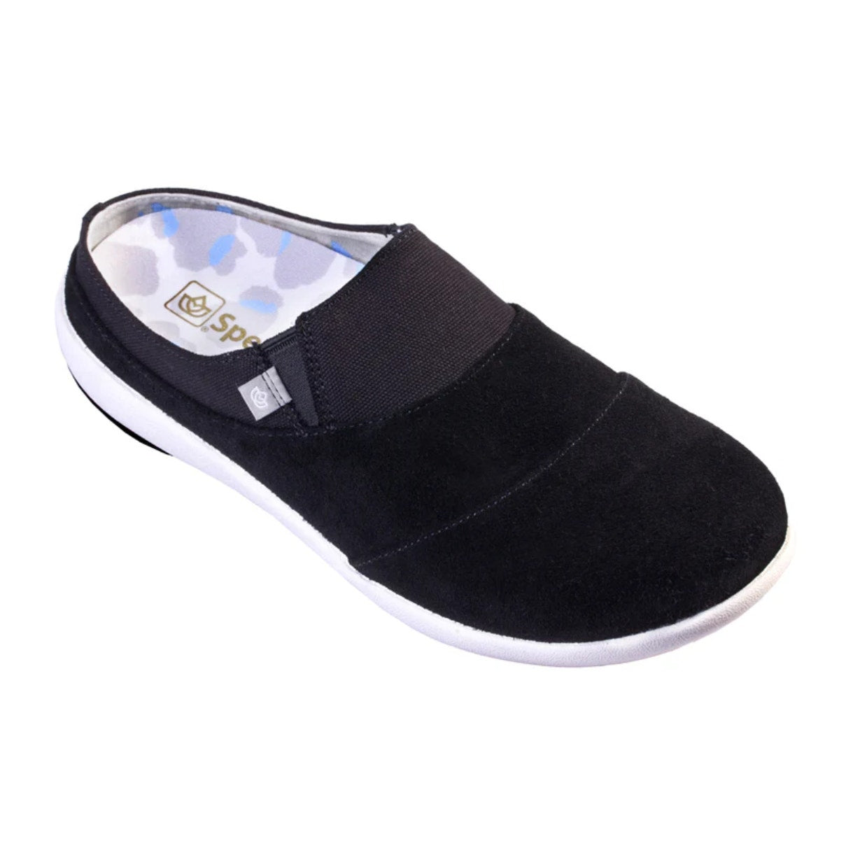 Spenco Women's Siesta Bokeh Layered Clogs Size 7.5 WIDE Black Slip-On NIB