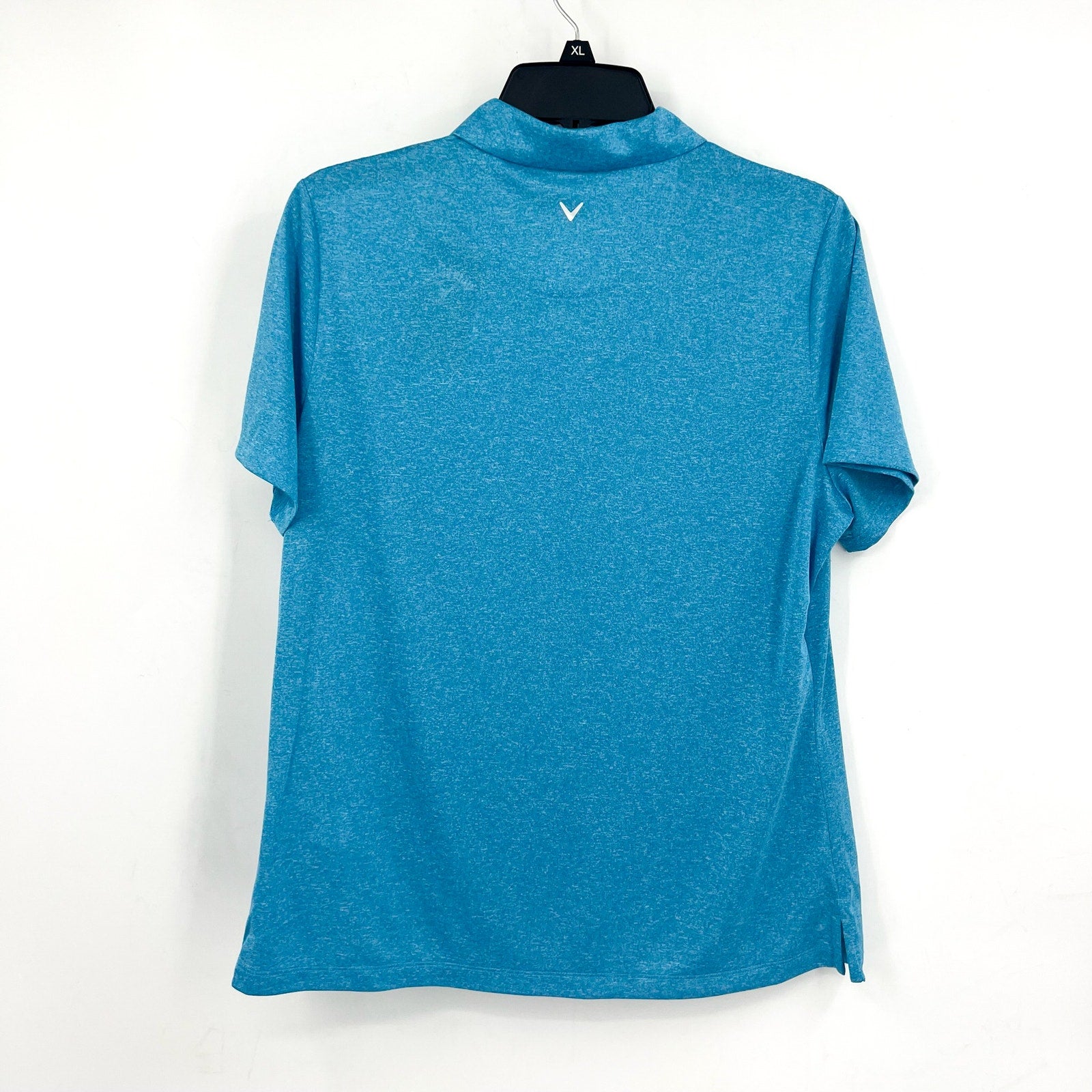 CALLAWAY Womens Golf Polo Shirt Large Blue Heather Quarter Zip Short Sleeve NWT