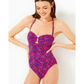 LILLY PULITZER Anneli One Piece Swimsuit Size 10 Passion Pink Star Searching NWT