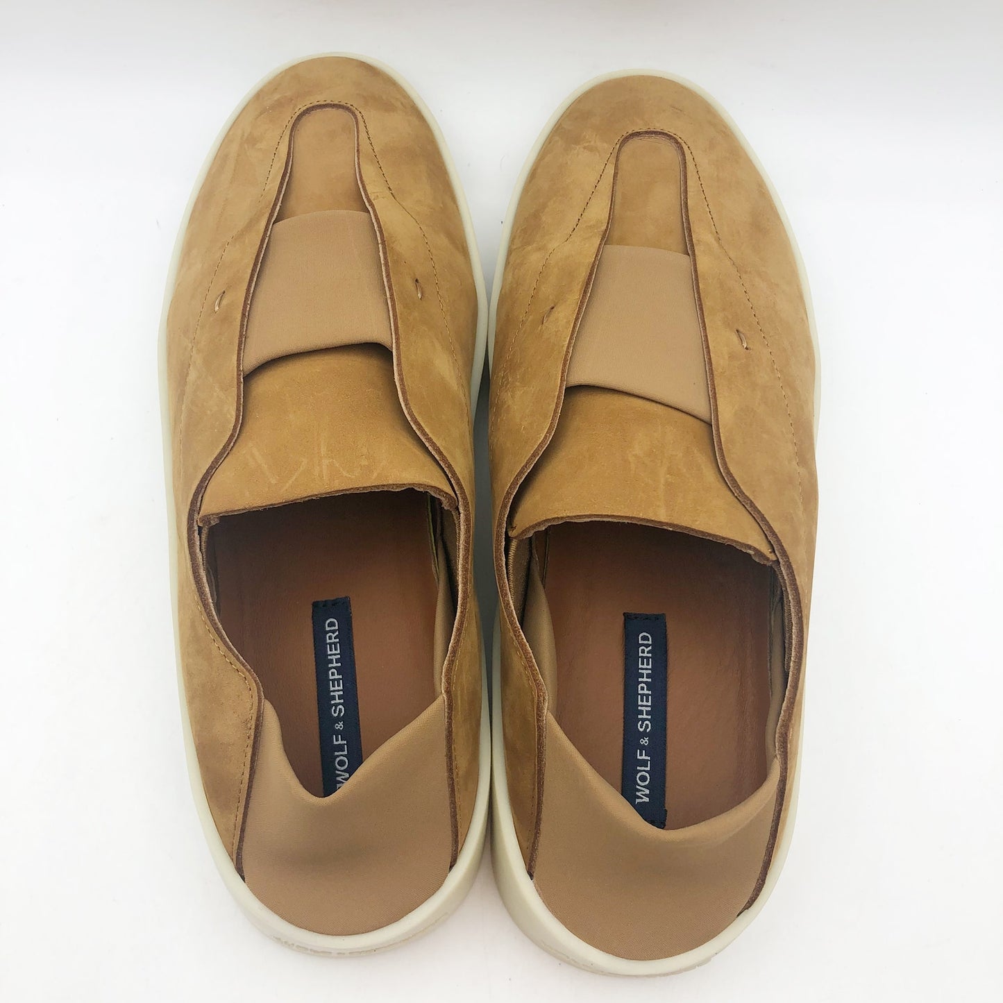 Wolf & Shepherd Mens 7.5 Womens 9 Cruise Ace Slip On Sneaker Tan Sandstorm NIB