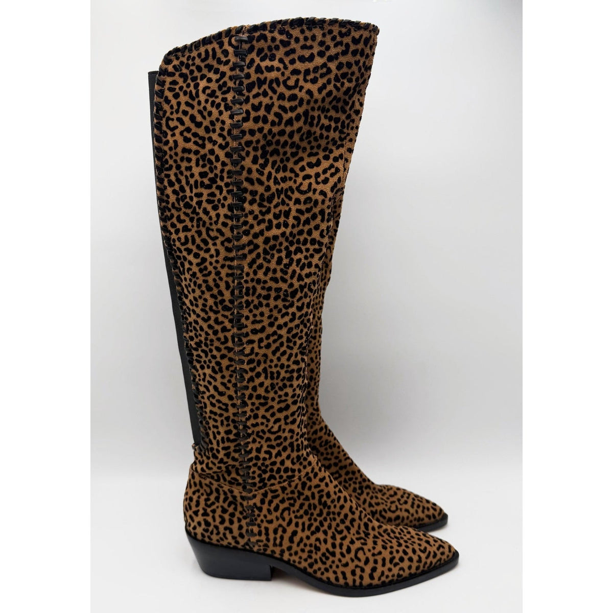 1.State Womens Sage Over the Knee Boots Size 6.5 EU 37 Brown Leopard NWOB