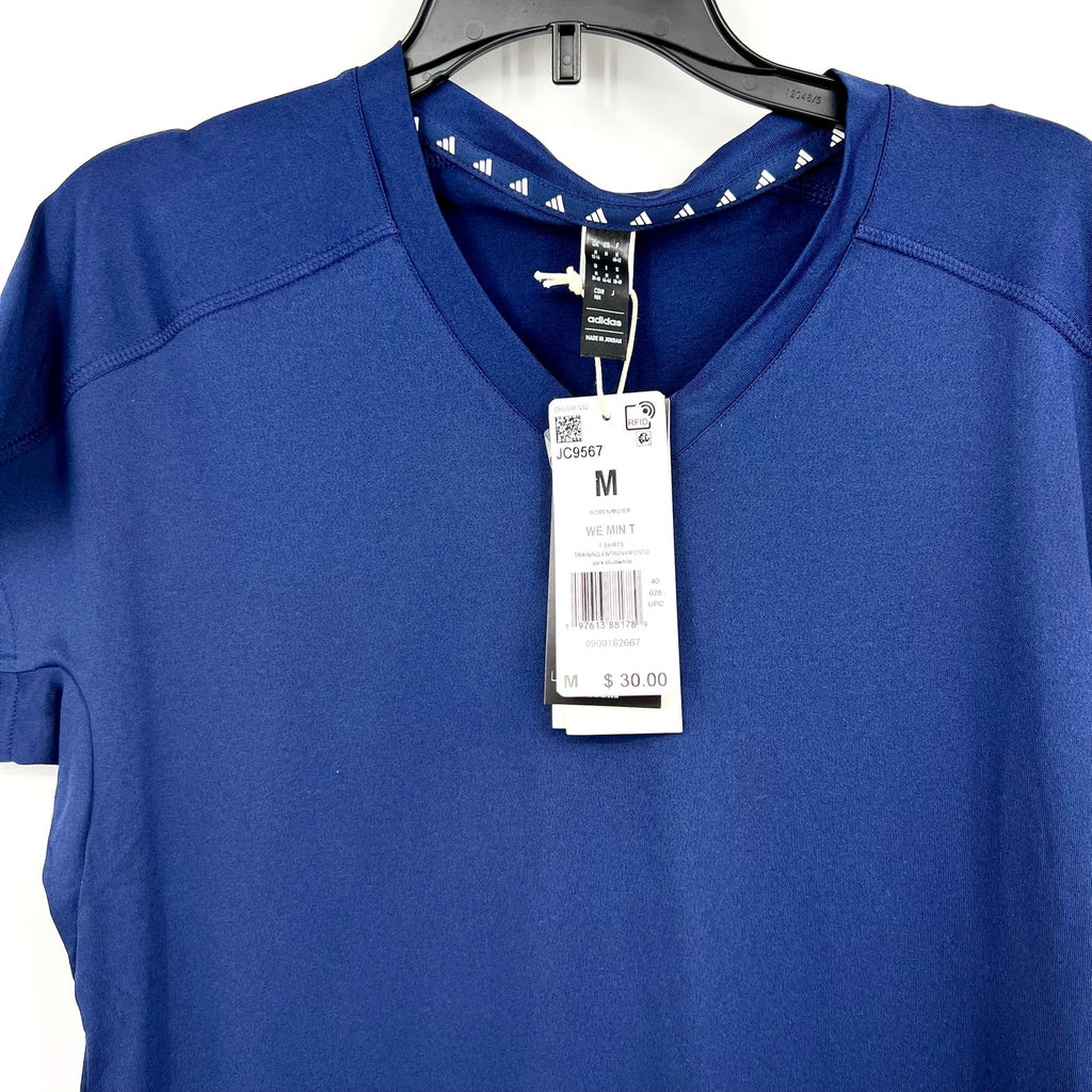 ADIDAS Women's Train Essentials V-Neck Tshirt Medium Dark Blue Short Sleeve NWT
