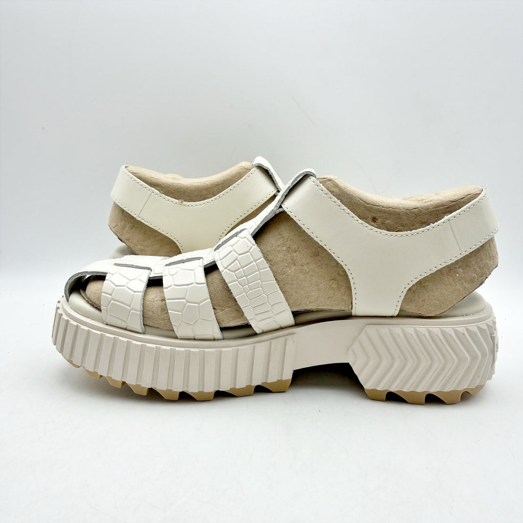 Sorel Womens Ona Streetworks Fisherman Sandals US 6 White Croc Leather NWOB