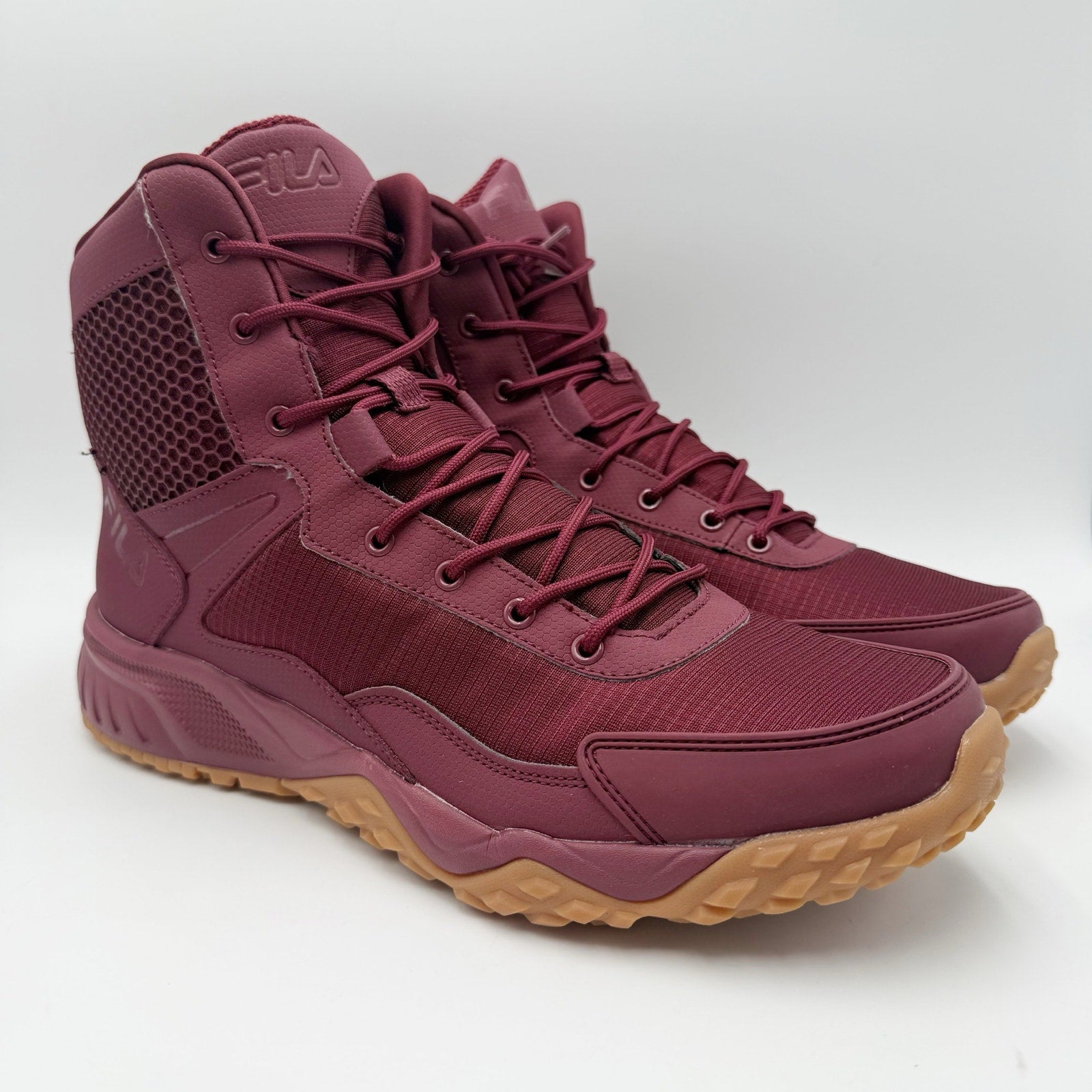 FILA Mens Chastizer Boots Size 11.5 EU 45 Red Tawn Gum Leather NIB