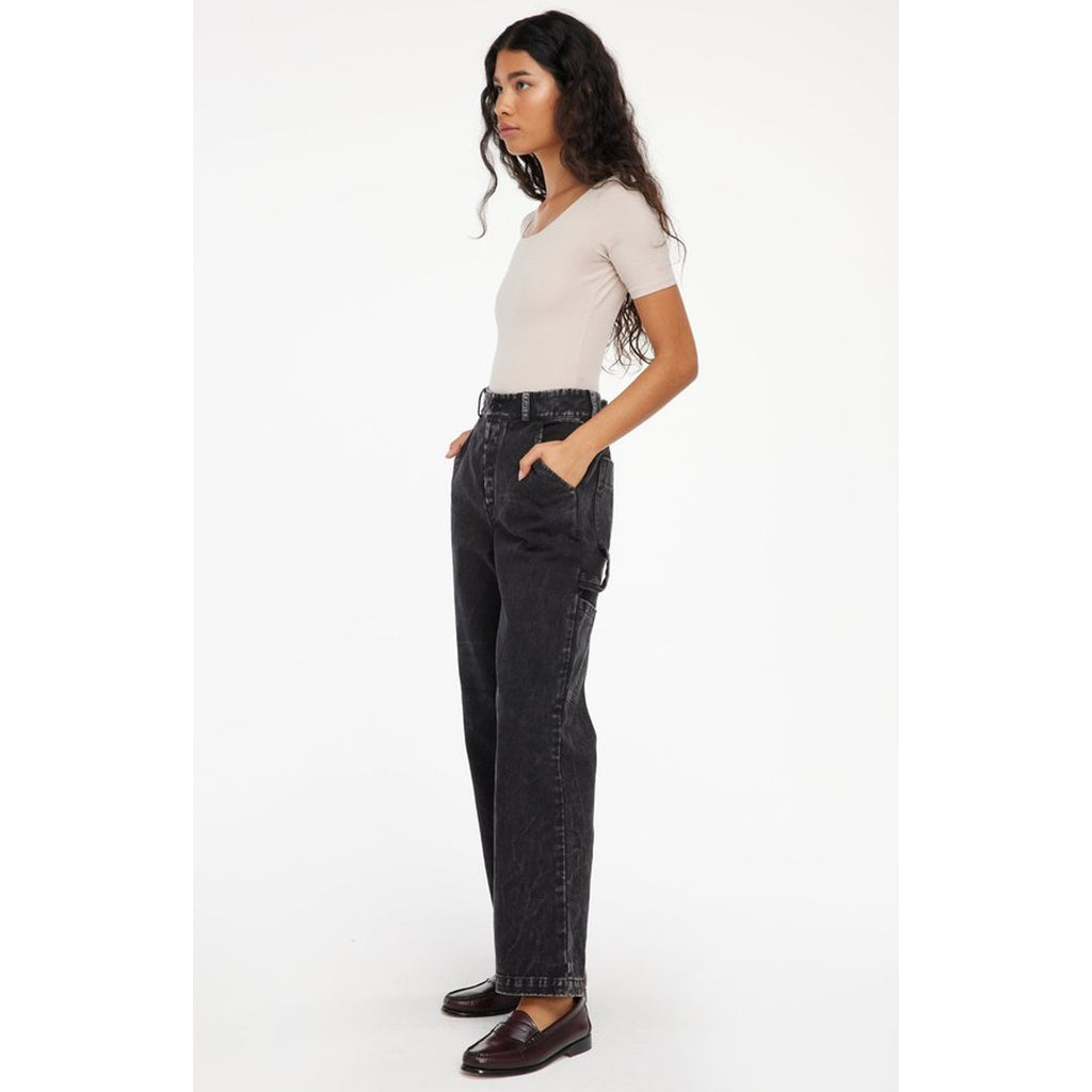 LACAUSA Women's Aiden Trouser Denim Jeans Size 6 Black Mineral Wash Mid Rise NWT