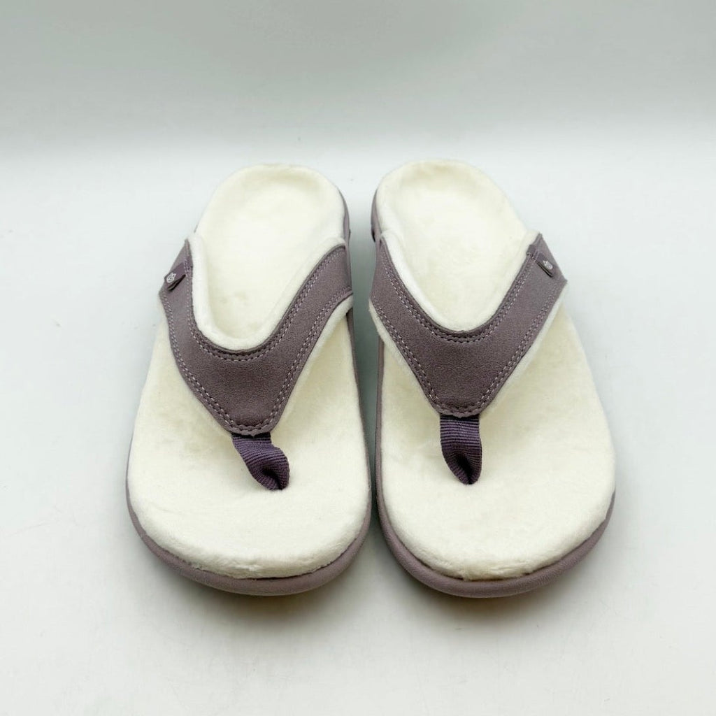 Spenco Womens Yumi Cozy Slipper Flip Flop Size 7 Plush Faux Fur Purple NIB