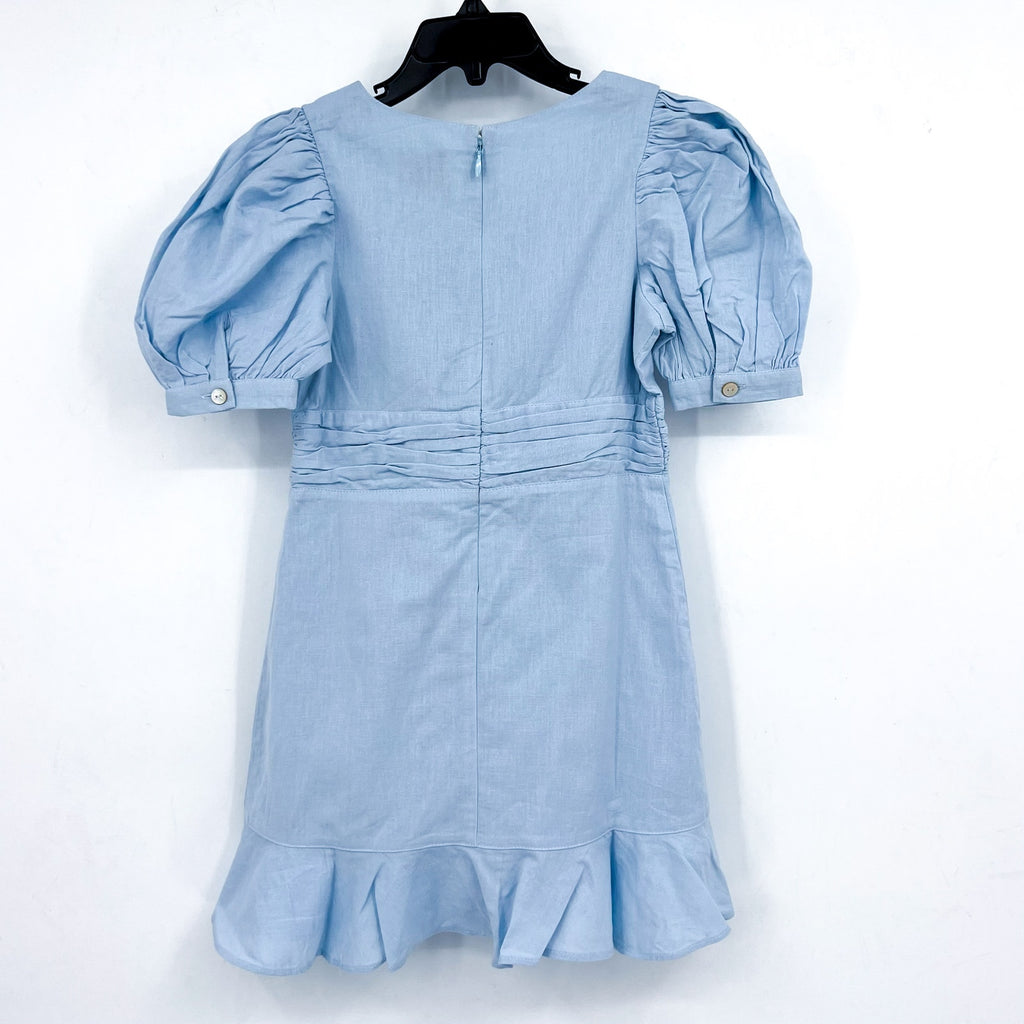 BARDOT JUNIOR Girl's Sky Mini Dress Size 7 Sky Blue Short Cotton Flax NWT