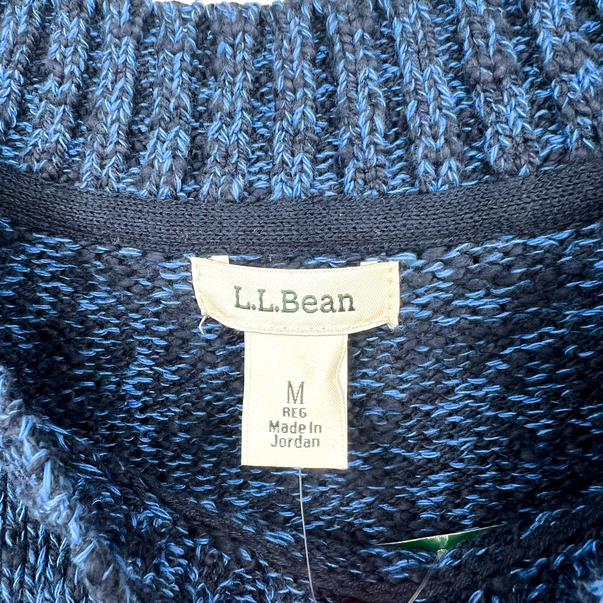 L.L BEAN Women's Cotton Ragg Sweater Medium Classic Navy Blue Crewneck NWT