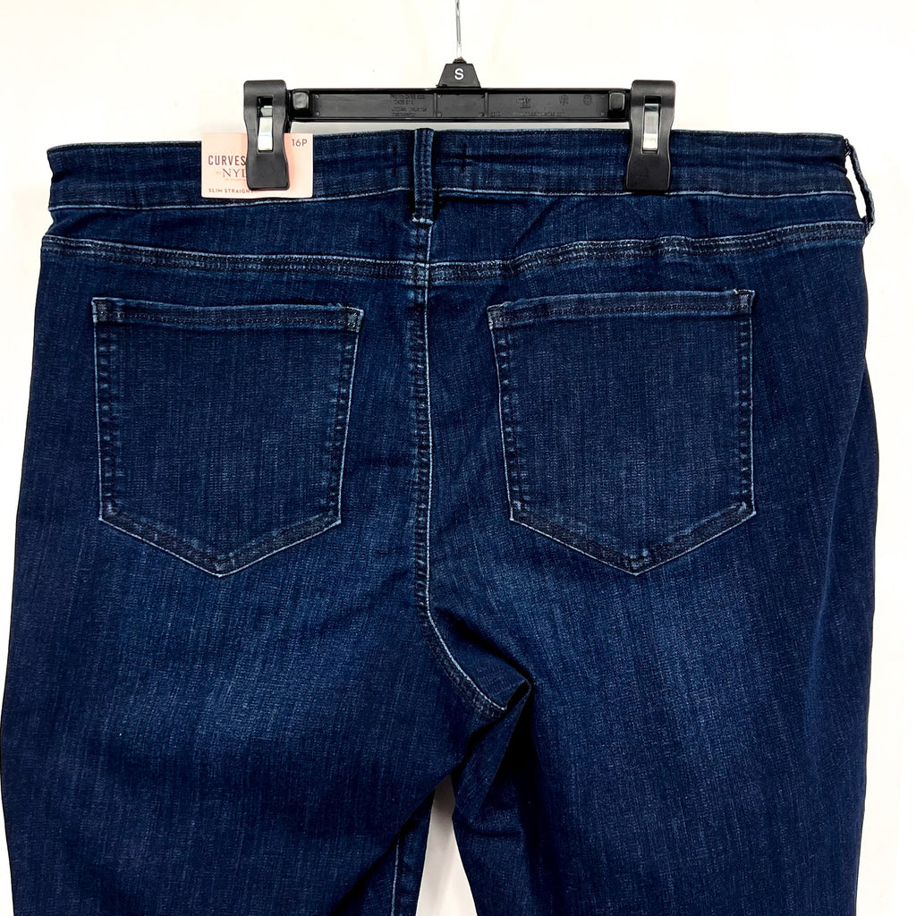 NYDJ Curves 360 Womens Slim Straight Crop Jeans Size 16 PETITE Mesquite Blue NWT