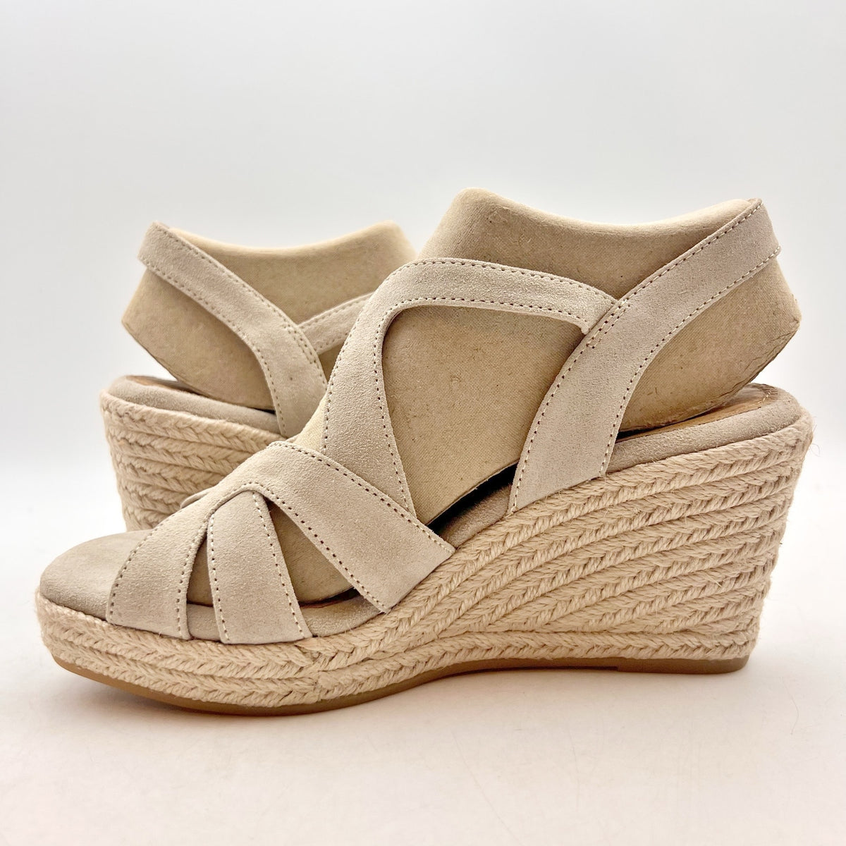 Sofft Womens Norma Espadrille Wedge Sandals Size 6.5 Tan Baywater Suede NIB