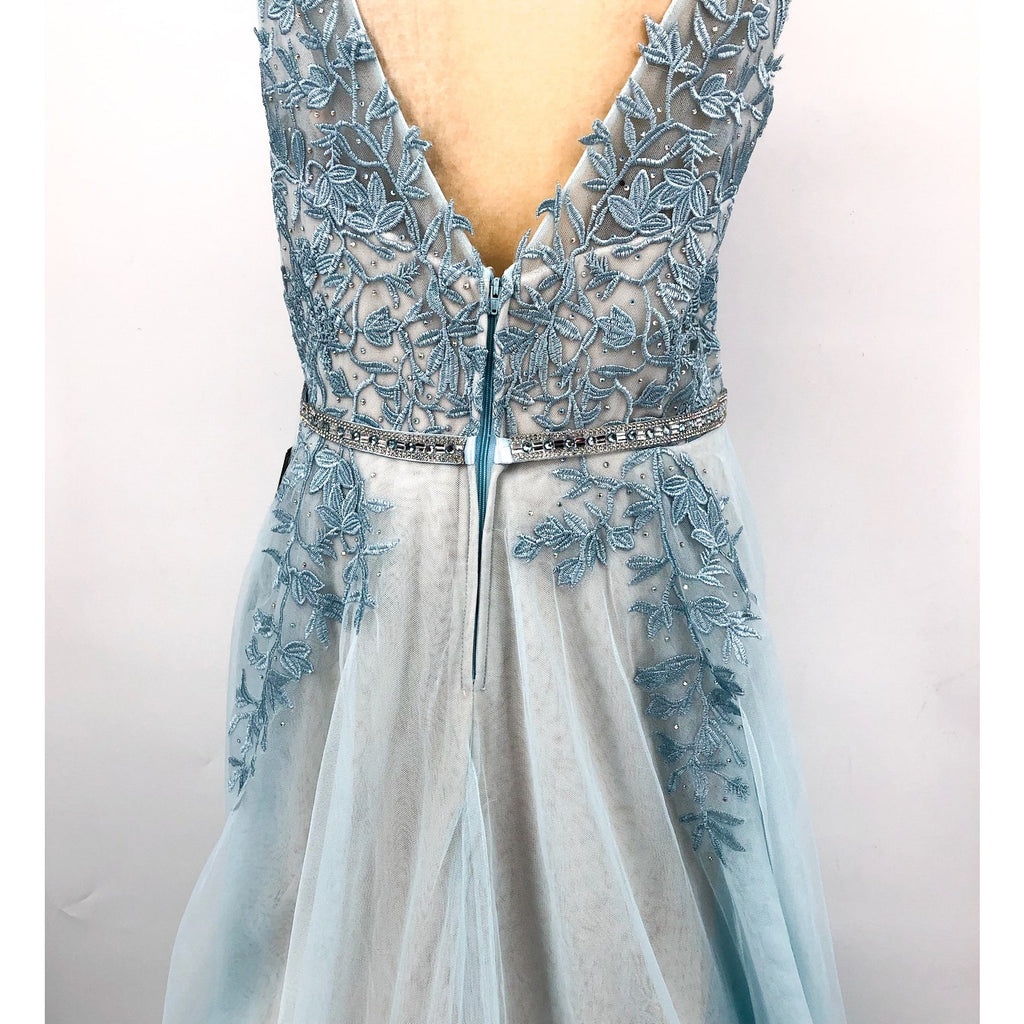 SAY YES TO THE PROM TLC Women's Embroidered Prom Dress 14W Light Blue NWT