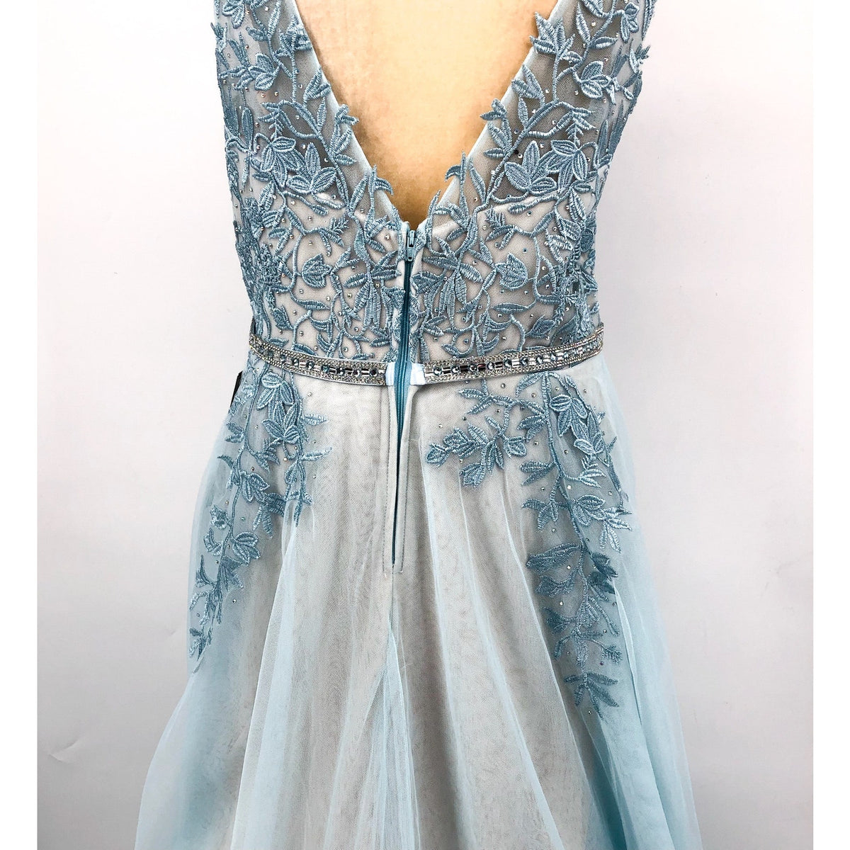 SAY YES TO THE PROM TLC Women's Embroidered Prom Dress 14W Light Blue NWT