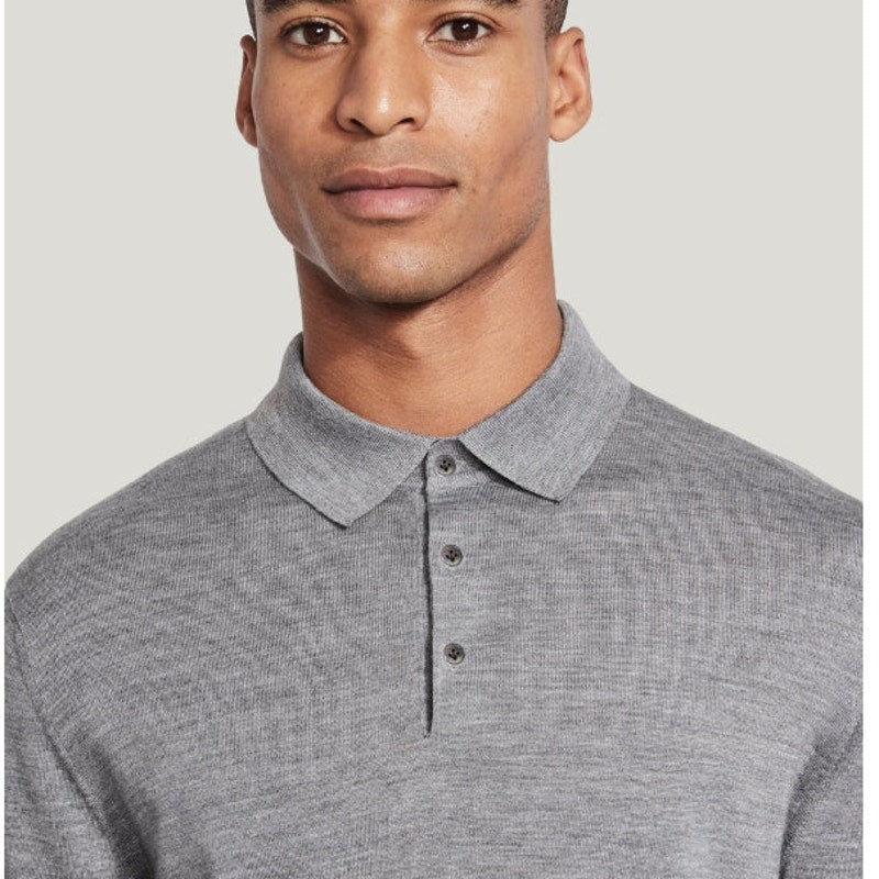 JACK VICTOR Men's Redfren Polo Shirt XL Grey Wool Silk Cashmere Sweater NWOT