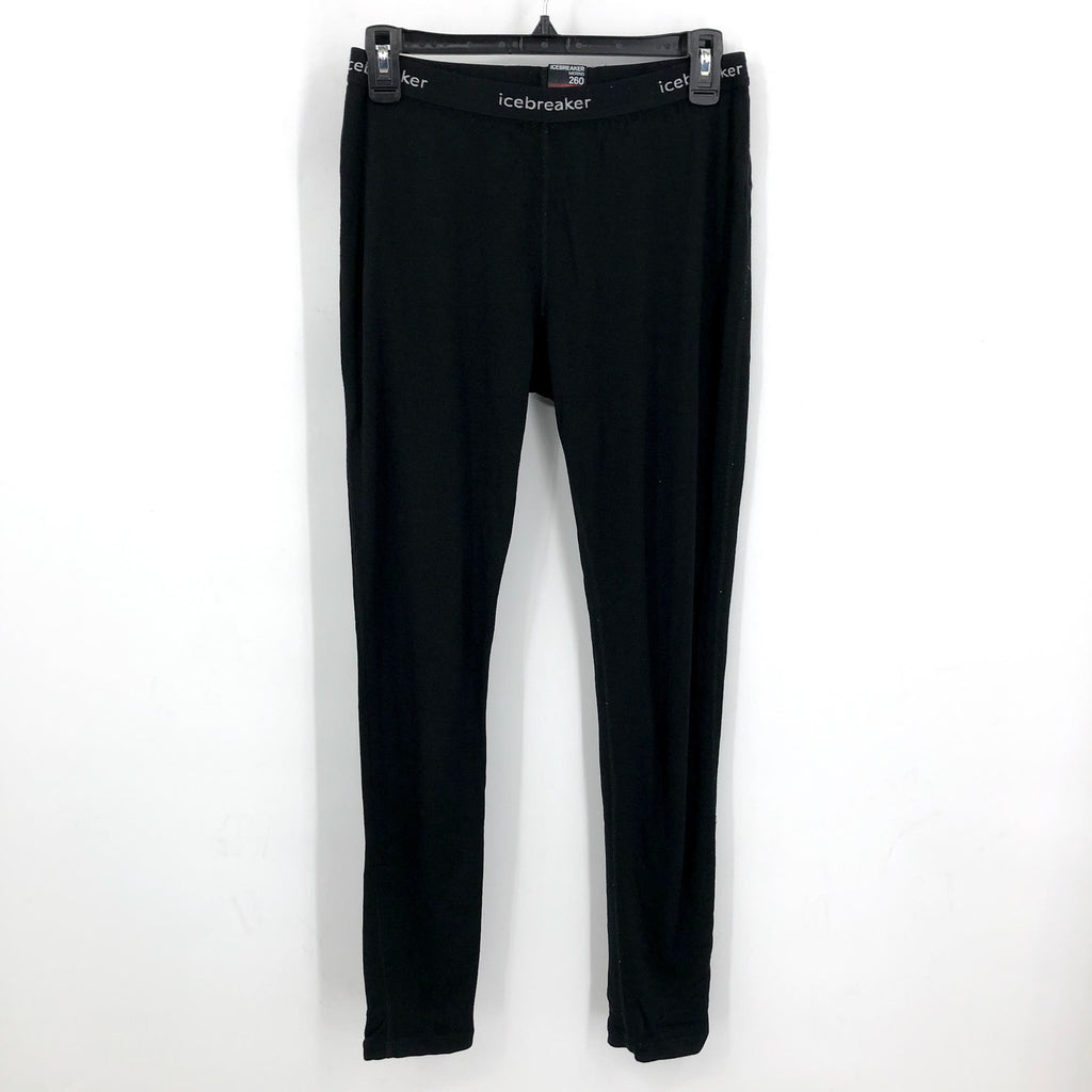 ICEBREAKER Women's Merino 260 Tech Thermal Leggings Large Black Base Layer NWT
