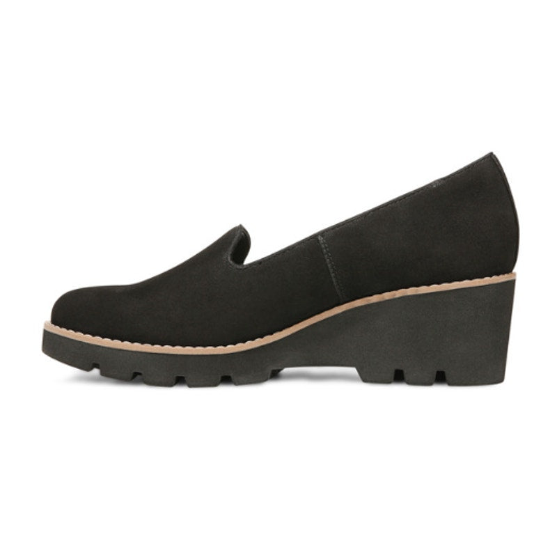 Vionic Womens Willa Wedge Loafers Size 9 M EU 40 Black Suede Slip On NIB