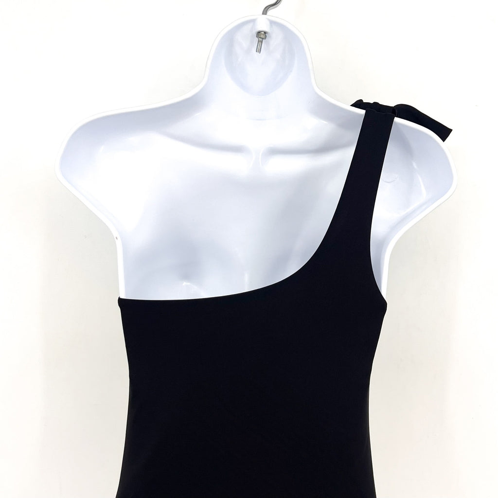 SEAFOLLY Women's Beau One Shoulder Swimsuit Size 4 Black Bow Tie NWT