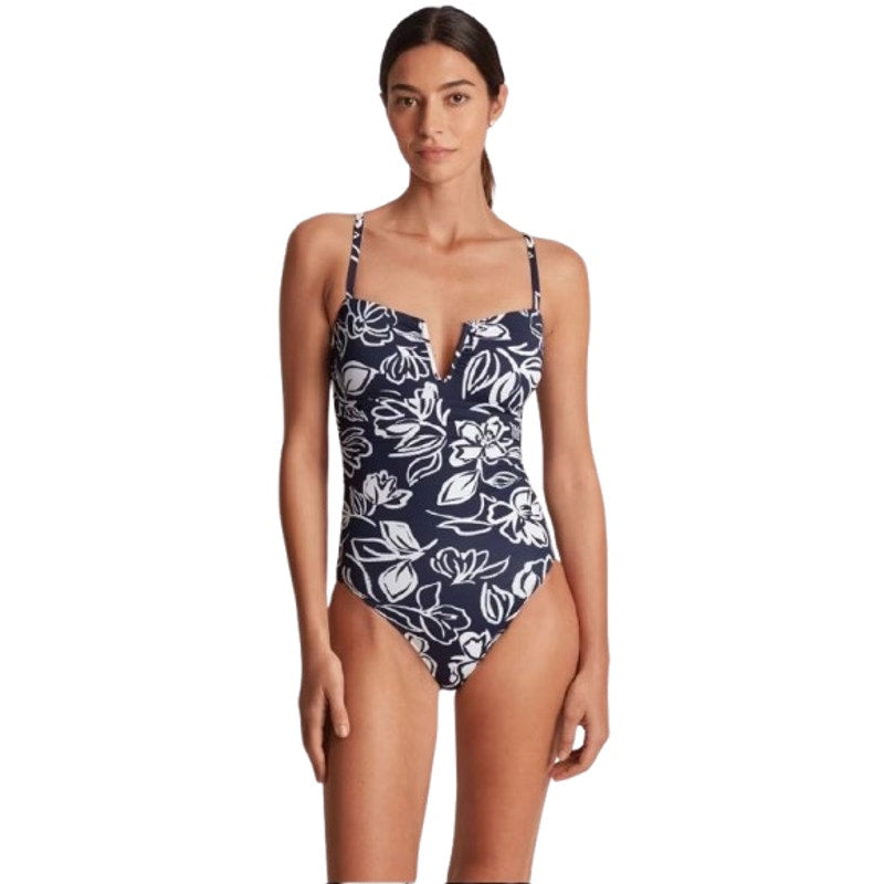 LAUREN RALPH LAUREN Allora Underwire OTS One Piece Size 6 Blue White Floral NWT