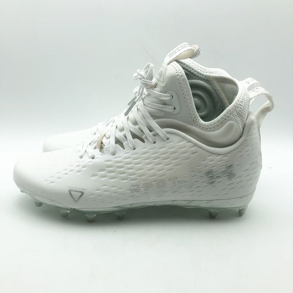Under Armour Mens Spotlight Lux MC 2.0 Football Cleat Size 9.5 White Silver NWOB