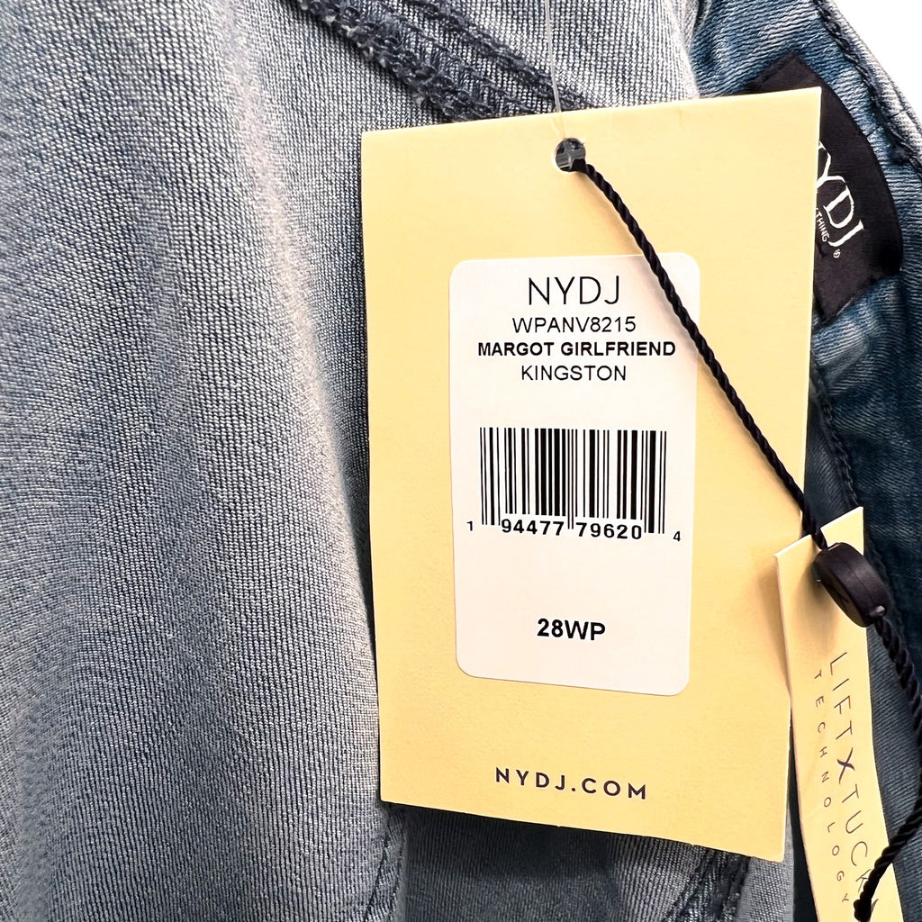 NYDJ Womens Margot Girlfriend Jeans Size 28W PETITE Kingston Blue NWT