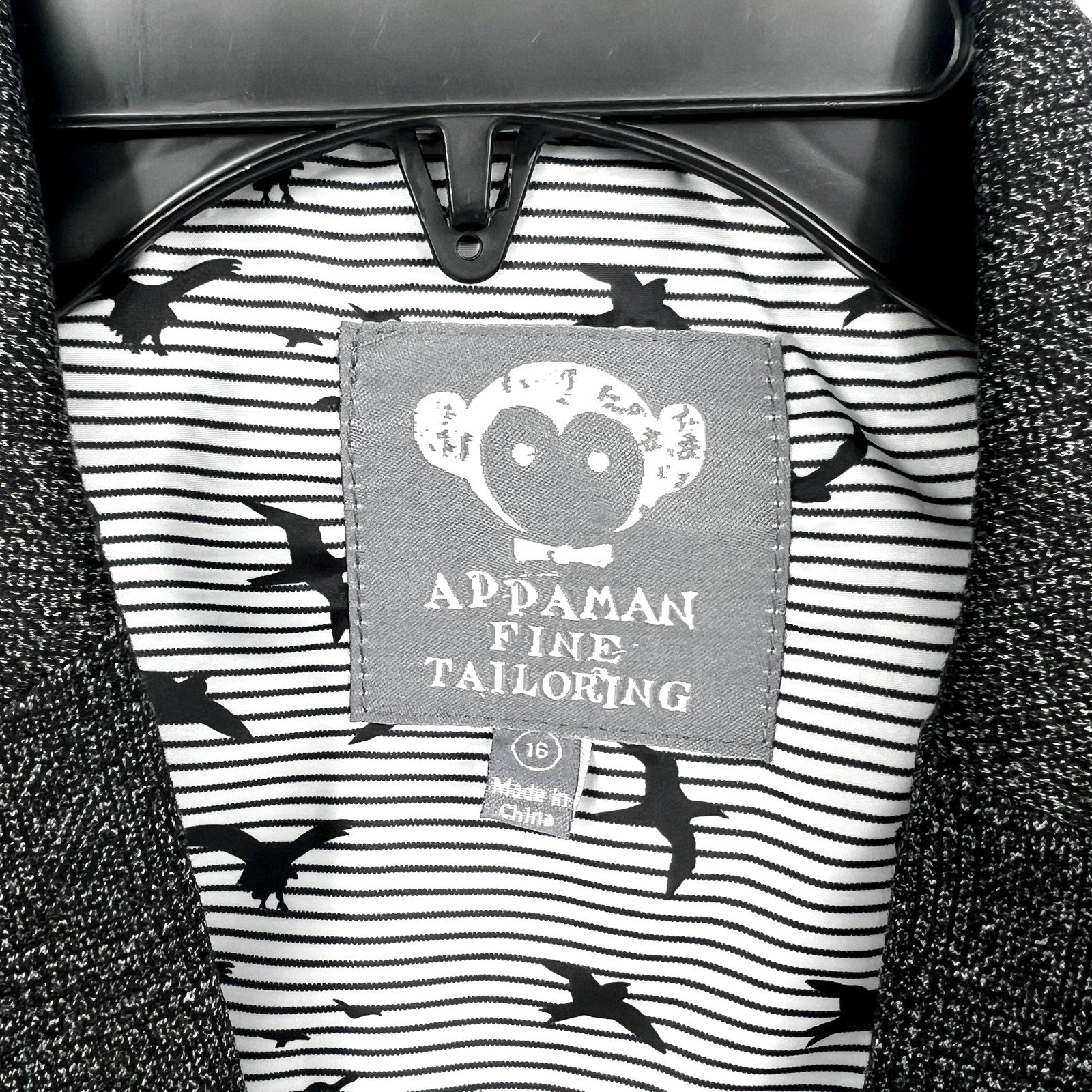 APPAMAN Boy's Stretchy Mod Suit Jacket Size 16 Grey Noir Micro Plaid NWT