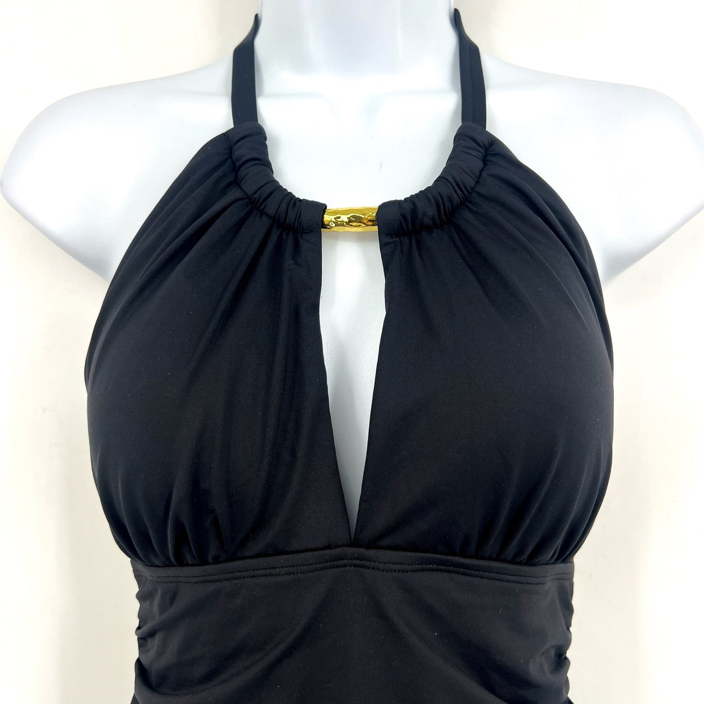 LAUREN RALPH LAUREN High Neck One-Piece Swimsuit 8 Black Beach Club Solids NWT