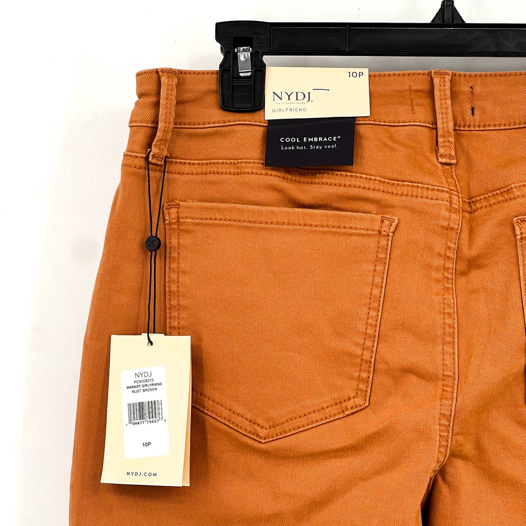 NYDJ Womens Margot Girlfriend Jeans Size 10 PETITE Rust Brown Straight Leg NWT