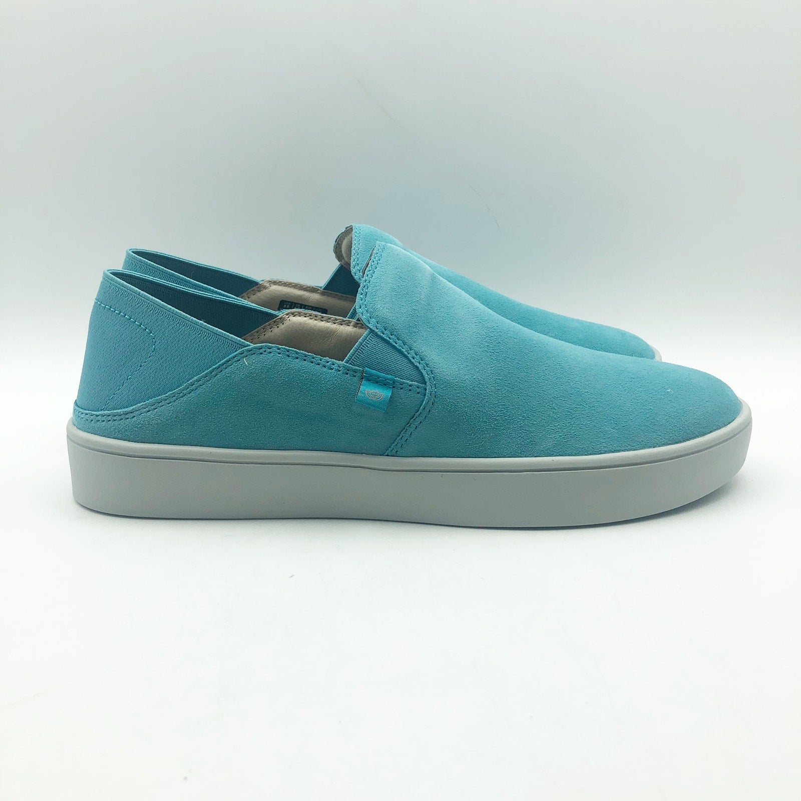 Spenco Womens Saylor Slip On Sneakers Size 7 Aqua Sea Blue Leather APMA NIB