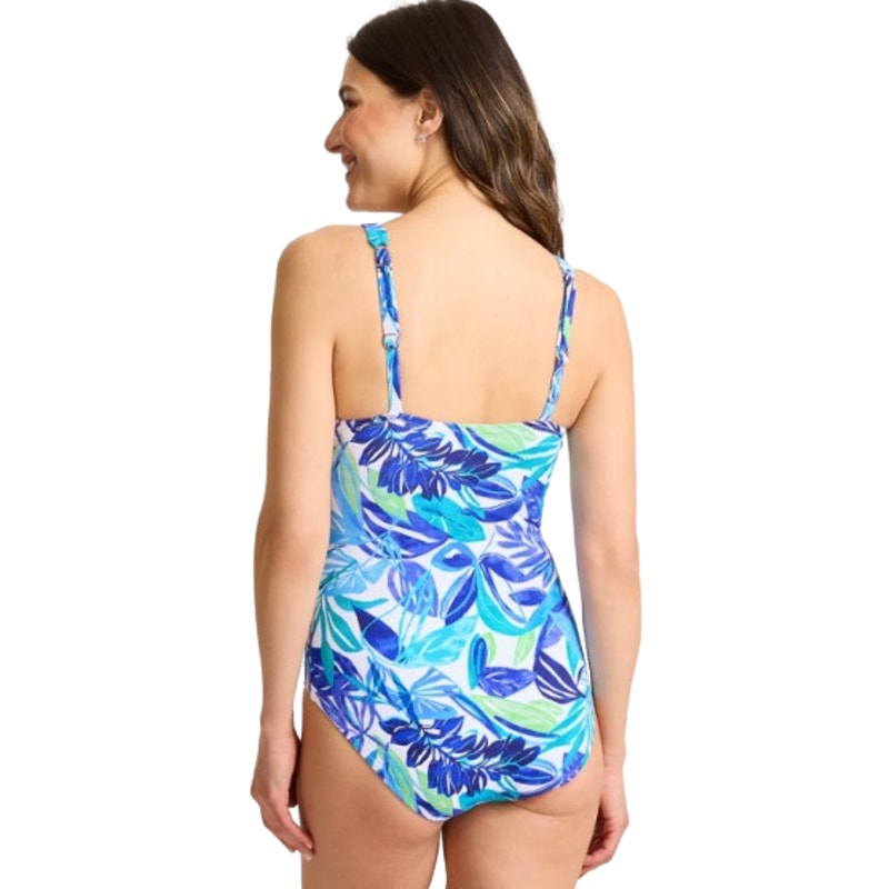 TOMMY BAHAMA Island Cays Marina One Piece Swimsuit Size 14 Beach Glass Blue NWT