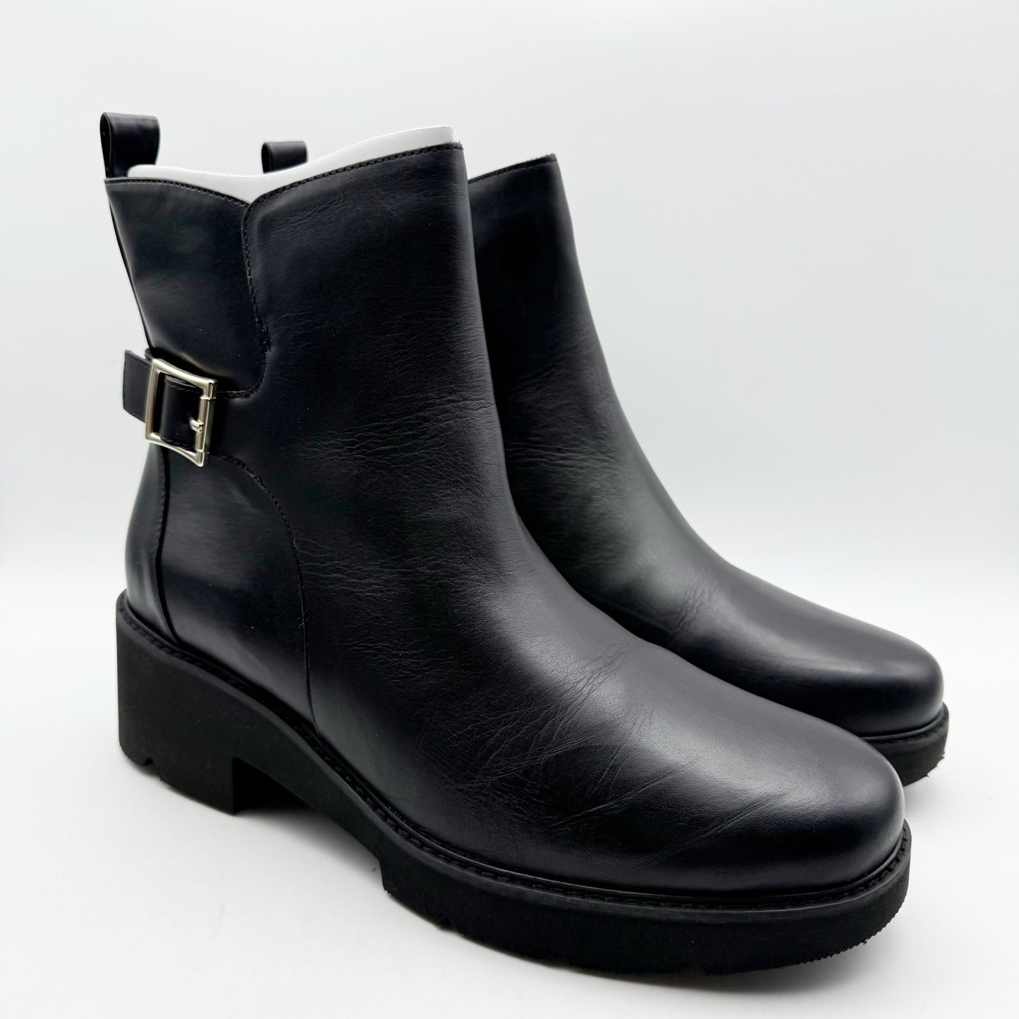 Naturalizer Womens Delilah Ankle Boots US 12 Wide EU 43 Black Leather NIB