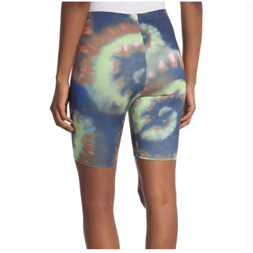 AFRM X Nordstrom Lars Bike Shorts Small Blue Spiral Tie Dye Stretch NWT