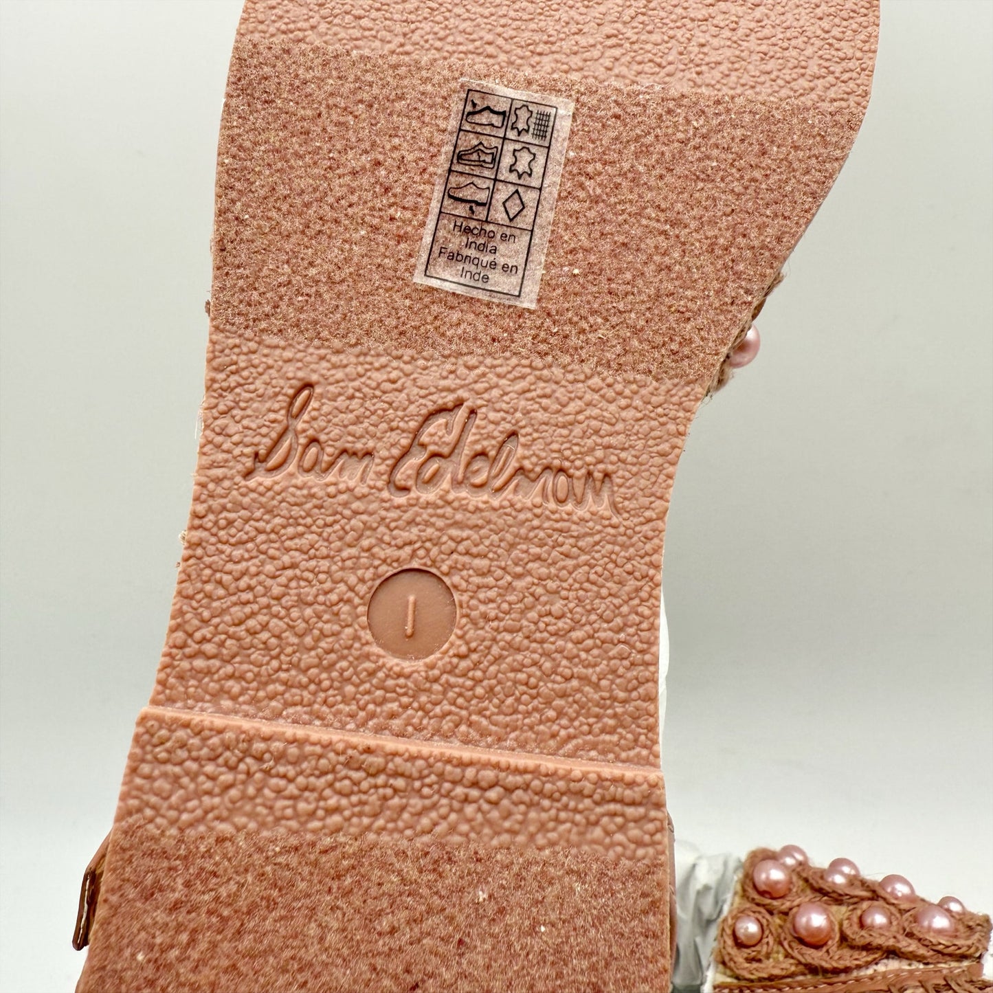 Sam Edelman Kids Holly Sandals US 1 M EU 32 Pink Linen NIB