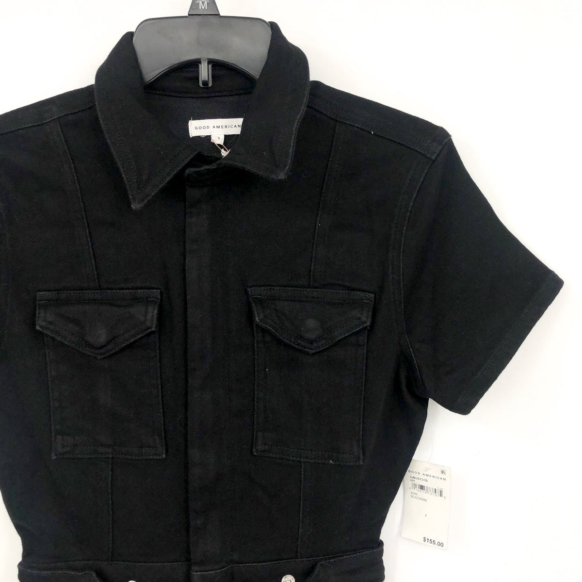 GOOD AMERICAN Women's Fit For Success Jumpsuit 1 Small Black Short Sleeve  NWT