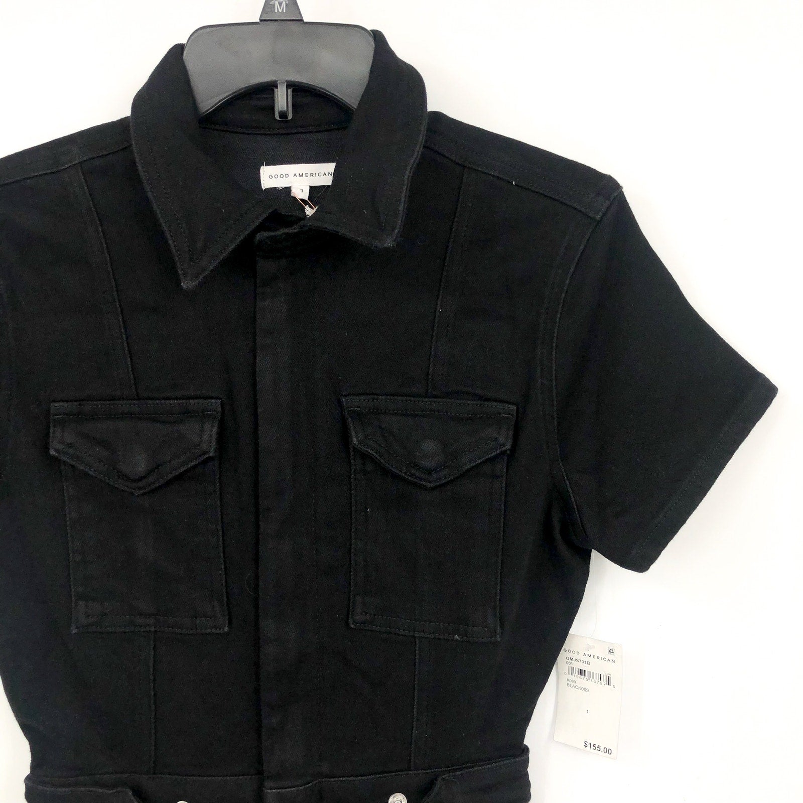 GOOD AMERICAN Women's Fit For Success Jumpsuit 1 Small Black Short Sleeve  NWT