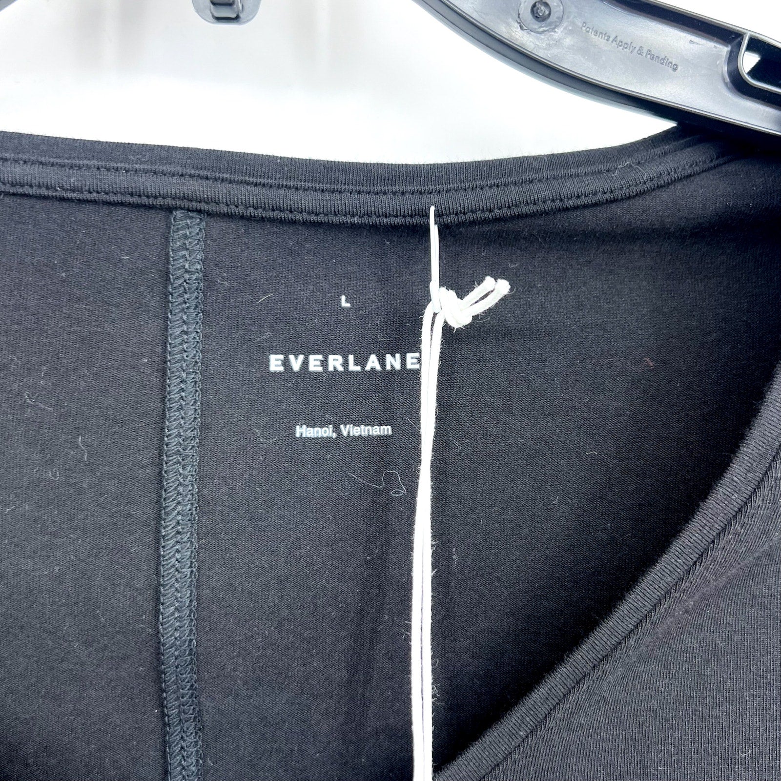 EVERLANE Women's Supima Form Ballet Neck Tee Large Black Long Sleeve NWT