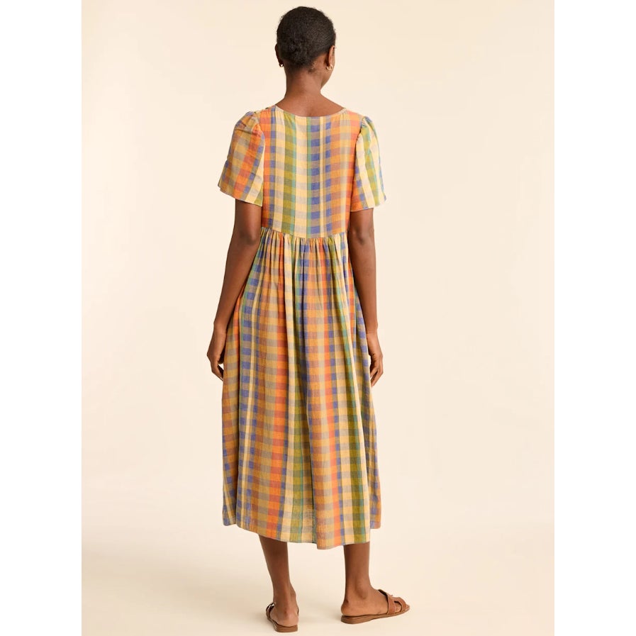 PENDLETON Women's Flora Midi Dress XS Woodash Multi Check Linen-Blend NWT