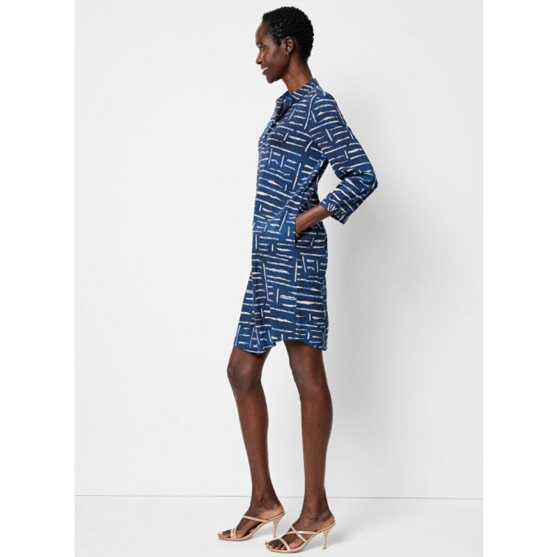 NIC + ZOE Women's Indigo Dash Live In Dress XS Blue Indigo Print A-line NWOT