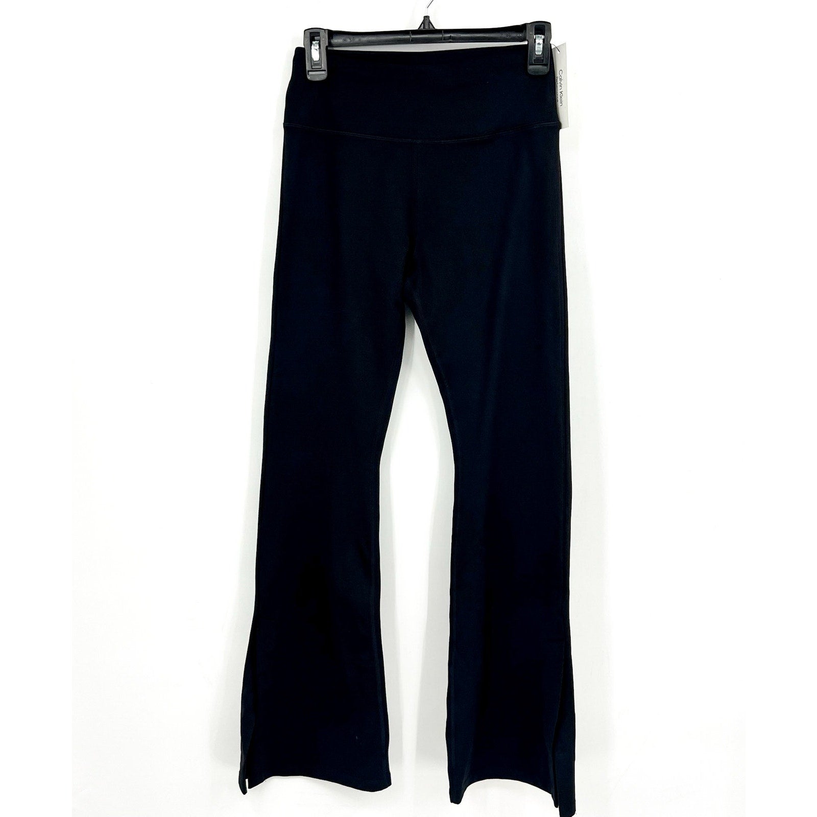 CALVIN KLEIN Women's Flared Gym Leggings Small Black Elastic Waist NWT