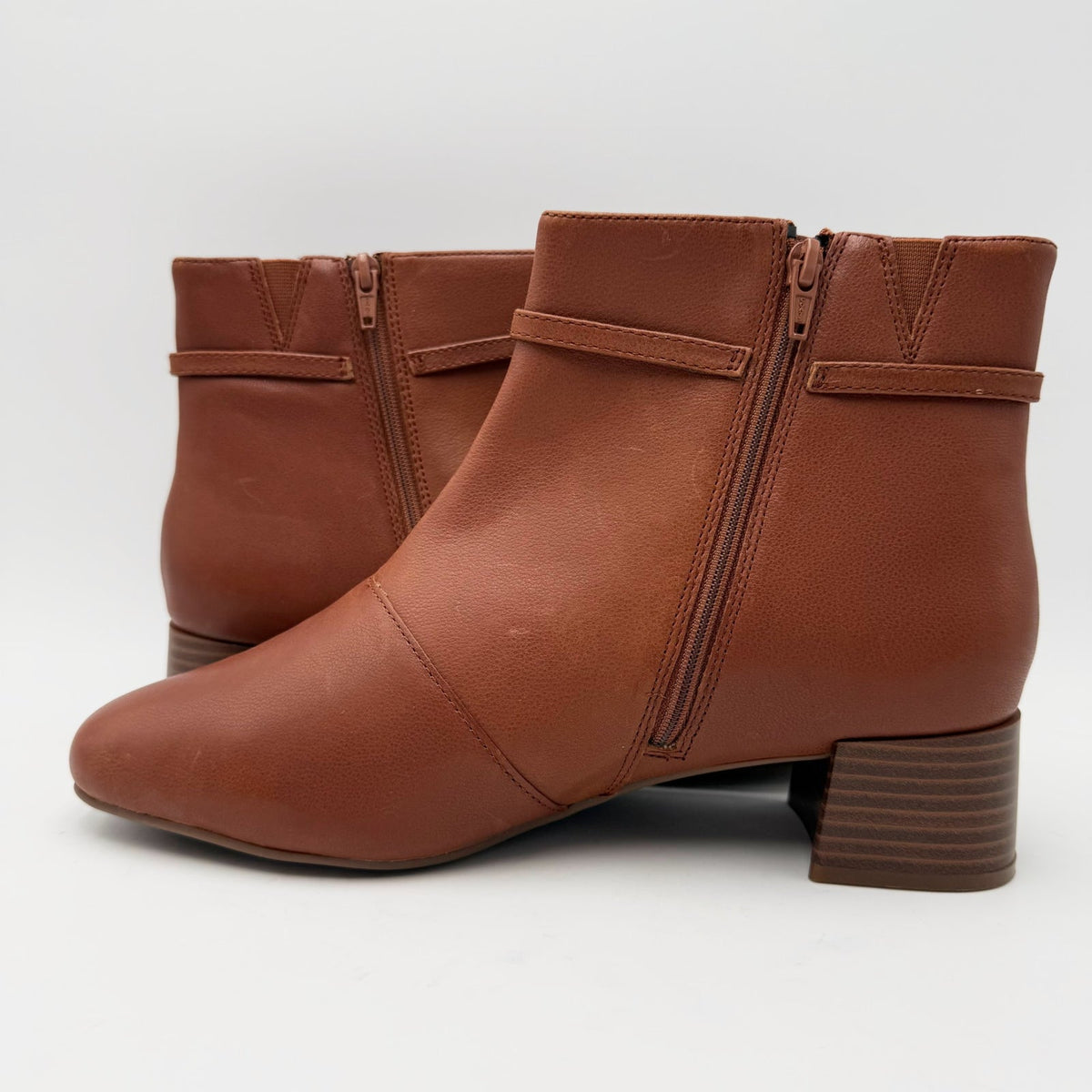 Clarks Womens Iridessa Air Ankle Boot Size 11 Wide EU 42.5 Brown Dark Tan NWOB