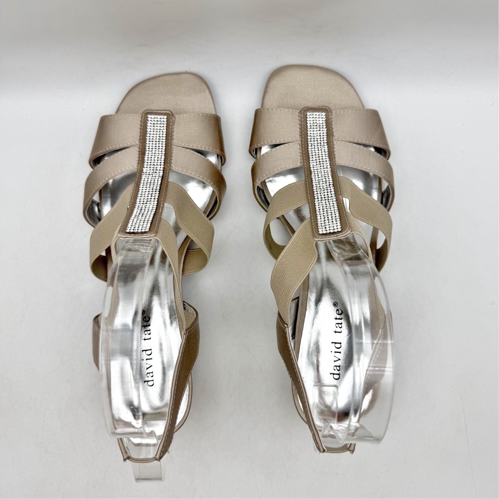 David Tate Womens Event Gladiator Sandals US 8.5 Wide Champagne Satin NWOB