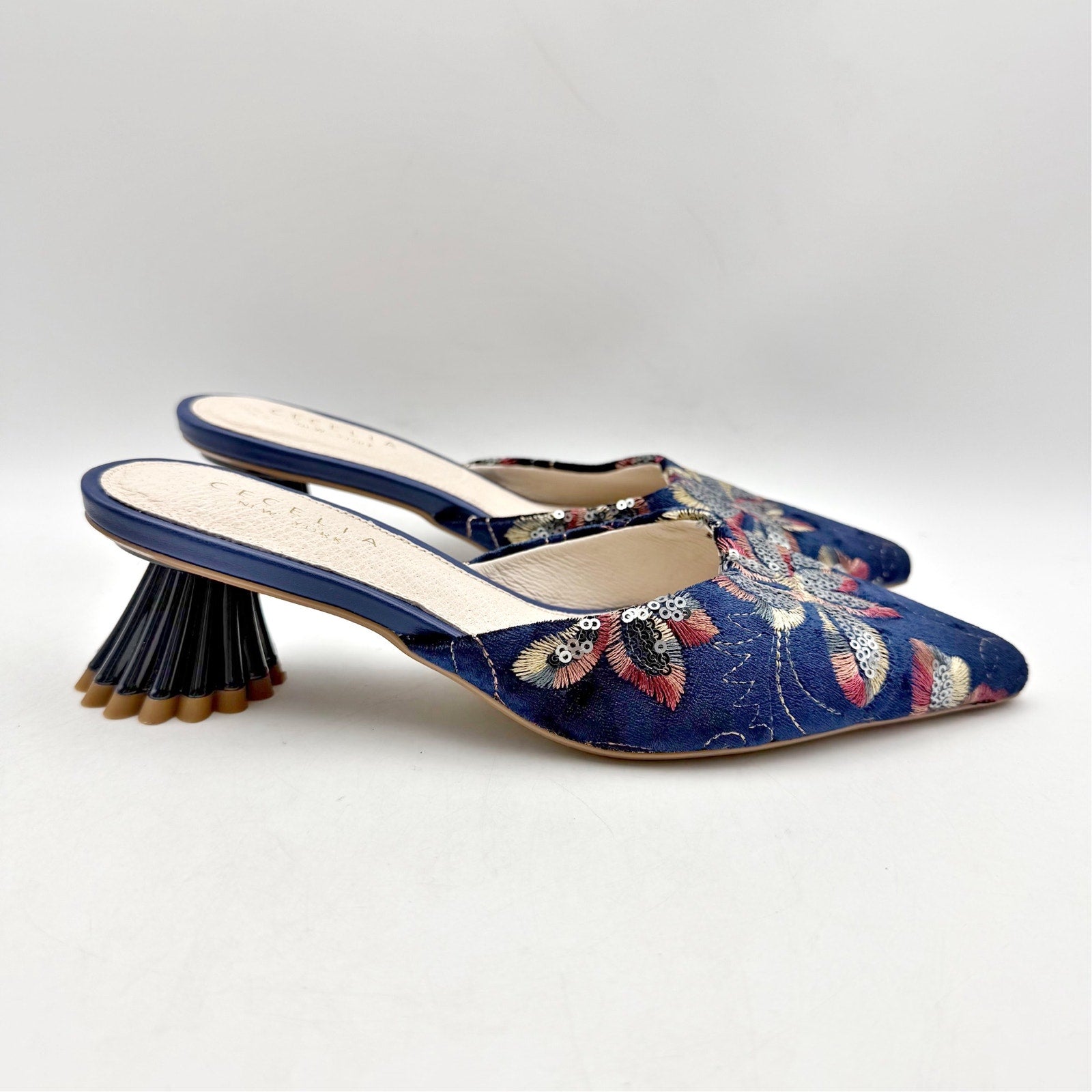 Cecelia New York Womens Melony Heeled Sandals US 6 Blue Sequins NWOB