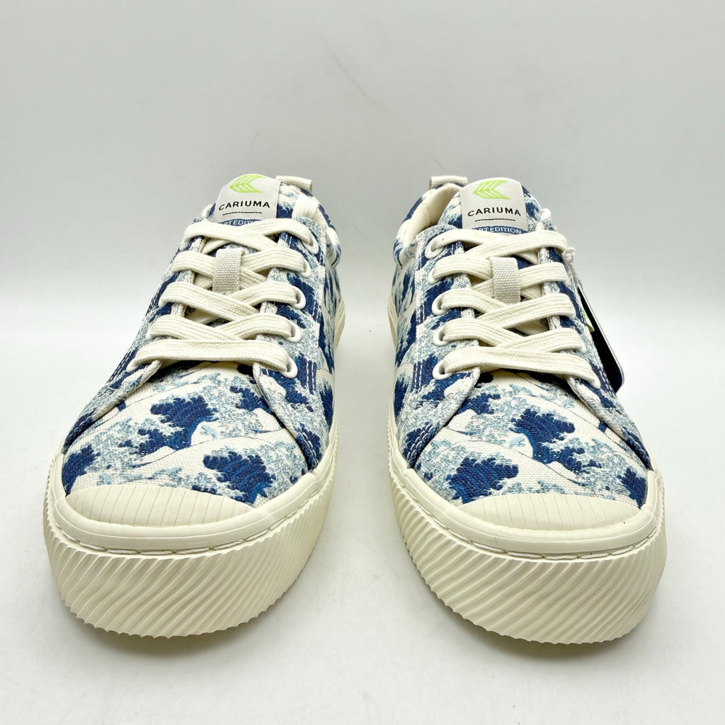 Cariuma X Hokusai OCA Wave Off Sneakers Mens 9 Womens 10.5 White Blue Canvas NIB