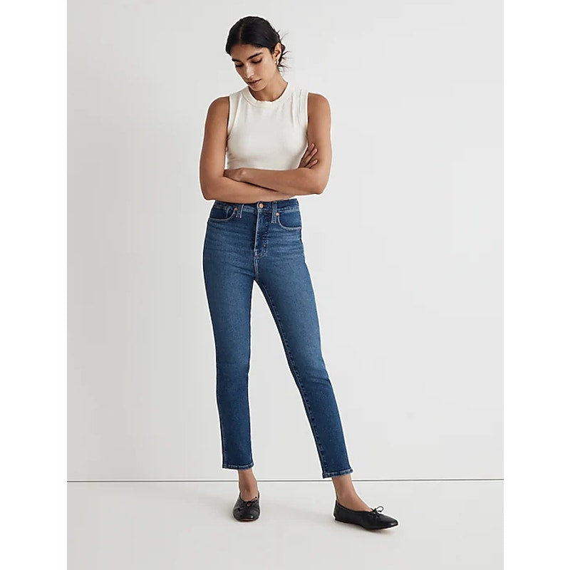 MADEWELL Women's Stovepipe Jeans Size 24 Blue Auraria Slim Straight Ankle NWT